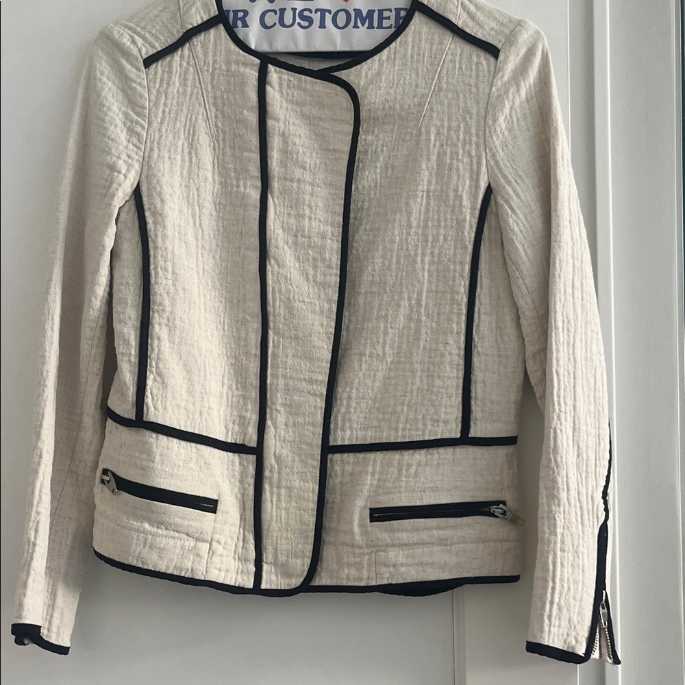 Zara Cream Blazer with Black Accents